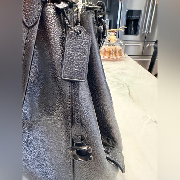 Coach Elegant Charcoal grey metallic Leather Tote Bag - Picture 8 of 9